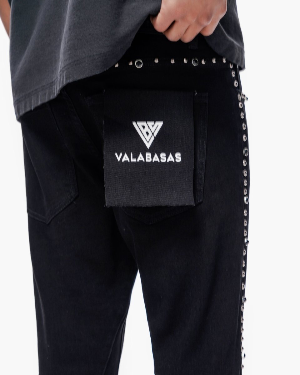 Mite Jet Black Stacked Jeans - Valabasas