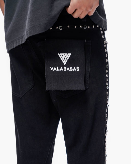 Mite Jet Black Stacked Jeans - Valabasas