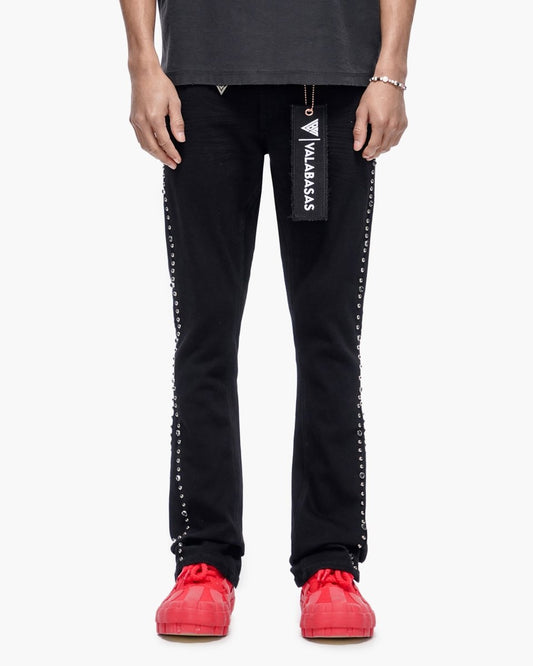 Mite Jet Black Stacked Jeans - Valabasas