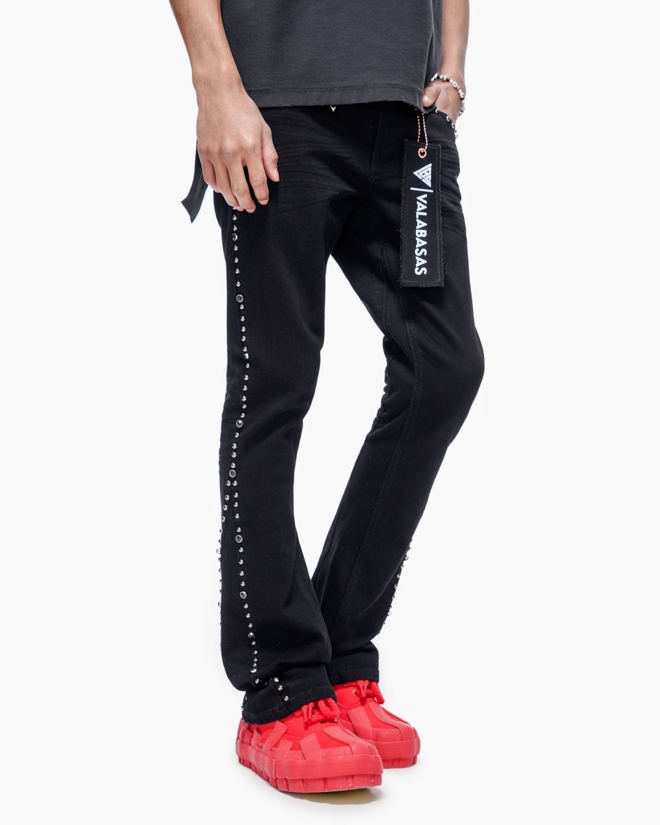 Mite Jet Black Stacked Jeans - Valabasas