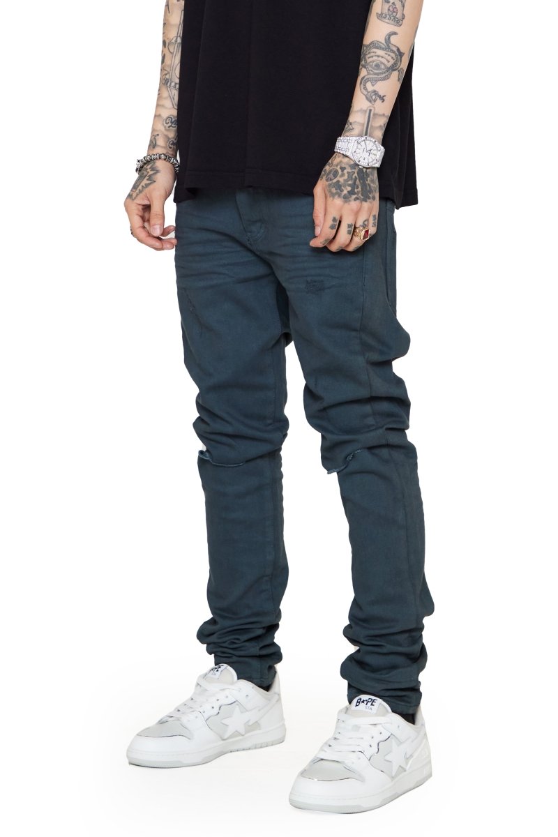 "MR CLEAN 2.0” BLUE JAY VINTAGE OLIVE SKINNY JEAN