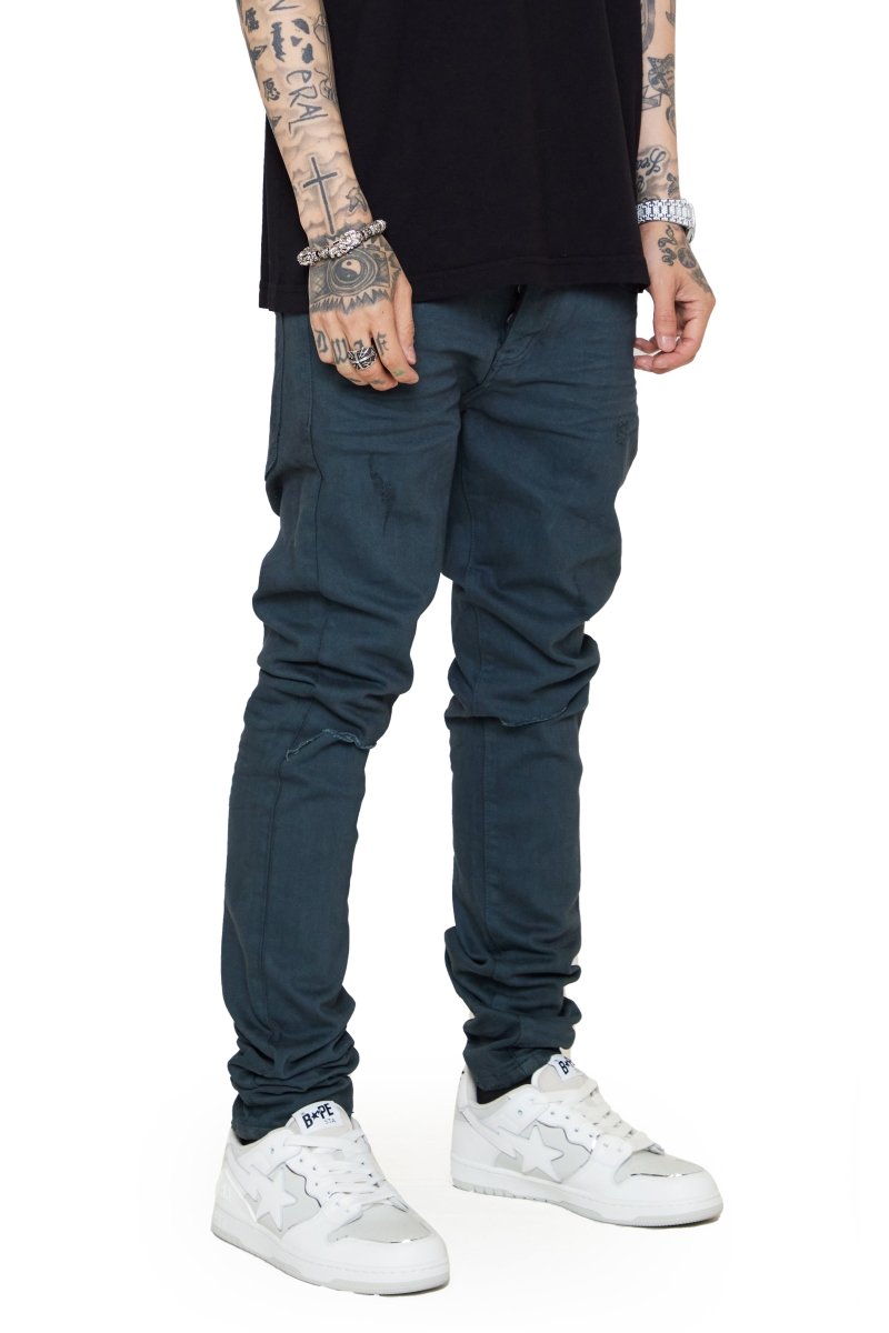 "MR CLEAN 2.0” BLUE JAY VINTAGE OLIVE SKINNY JEAN