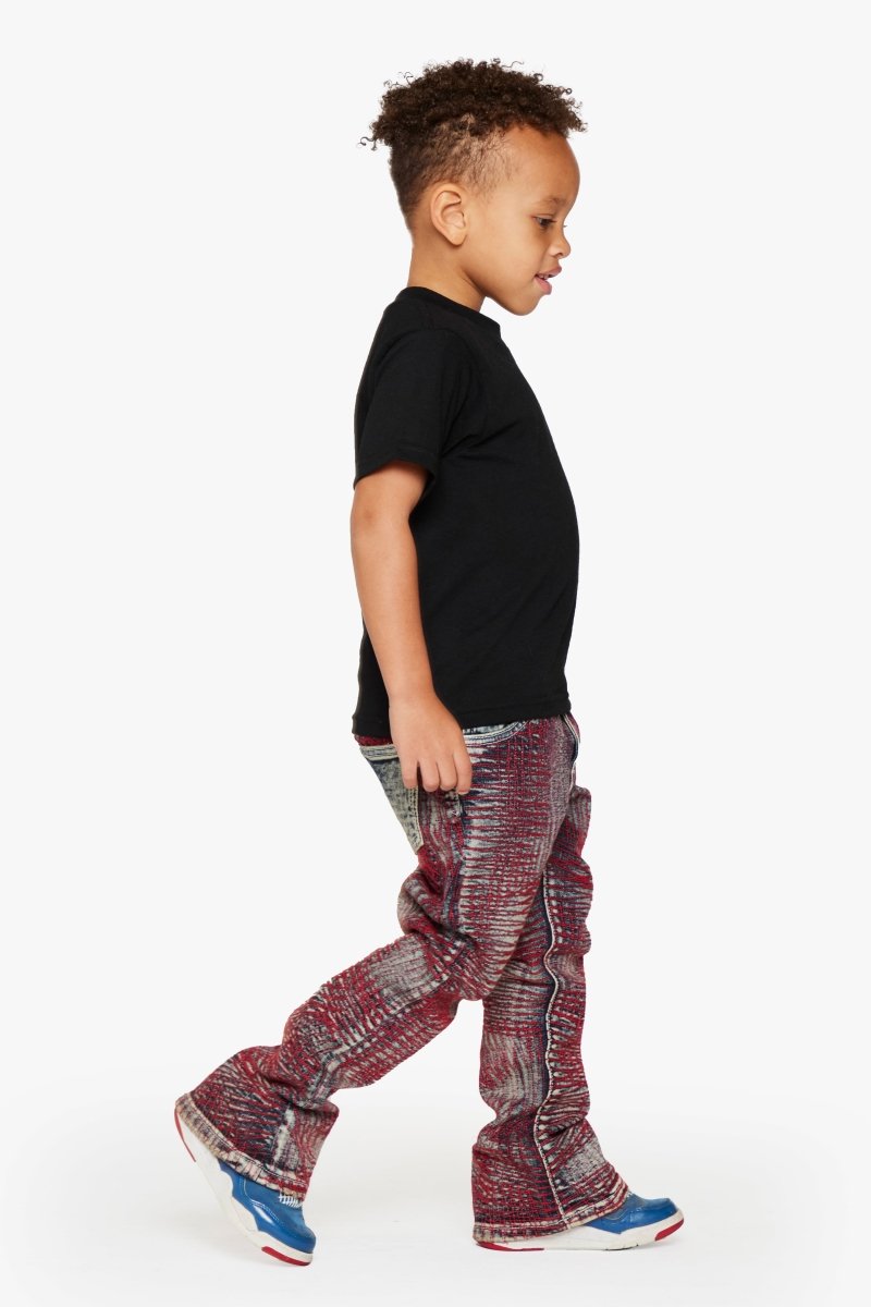 "MR. EMBROIDERY” CORAL HAZE KIDS STACKED FLARE