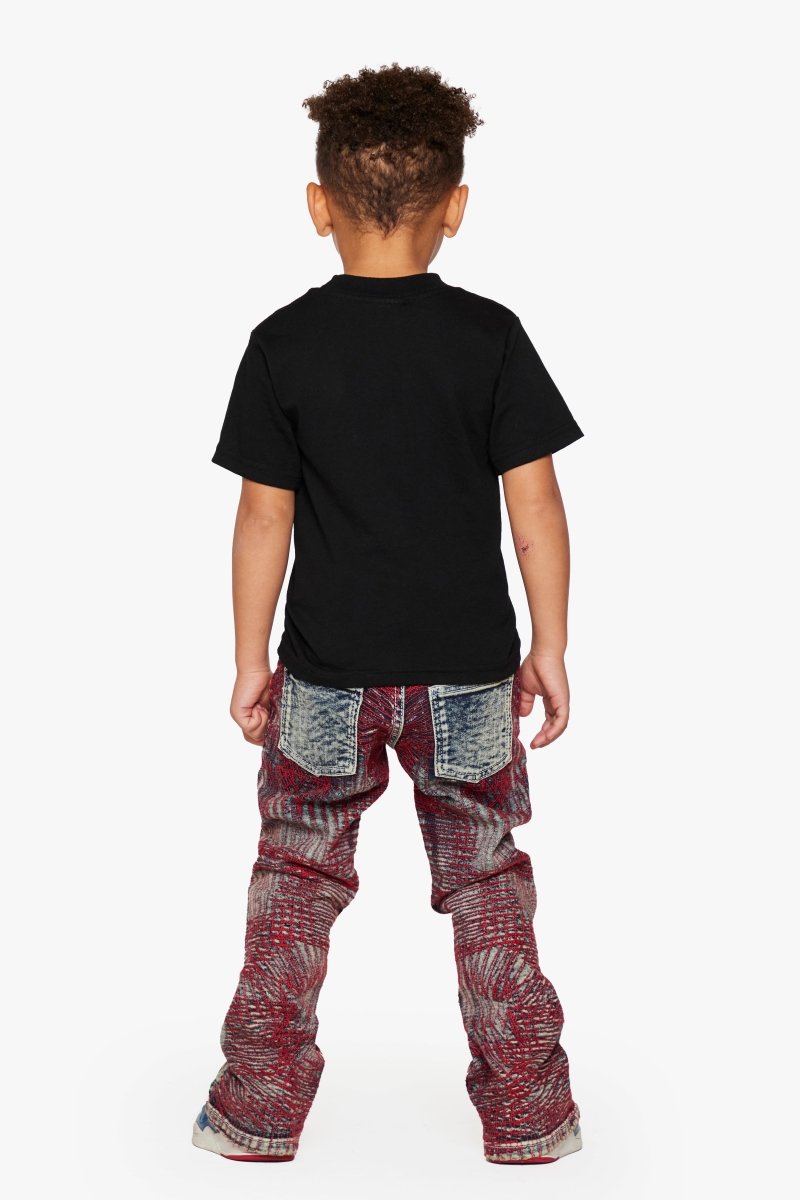 "MR. EMBROIDERY” CORAL HAZE KIDS STACKED FLARE