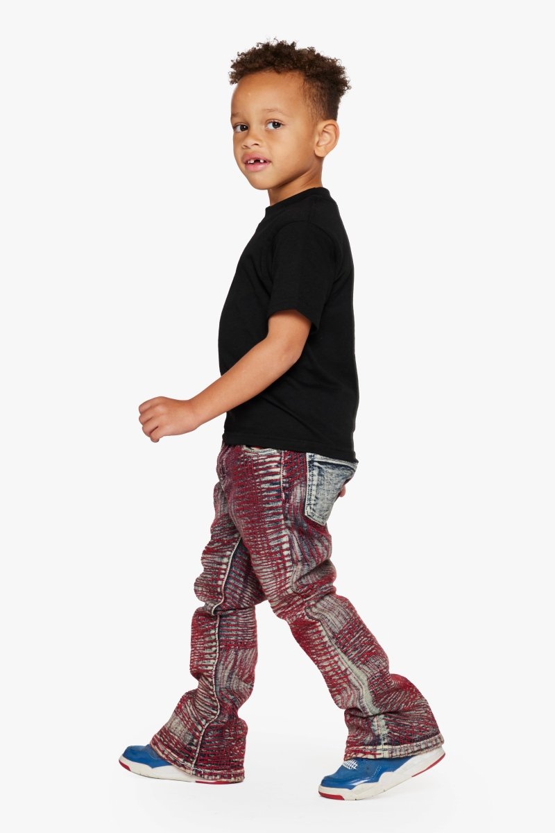 "MR. EMBROIDERY” CORAL HAZE KIDS STACKED FLARE