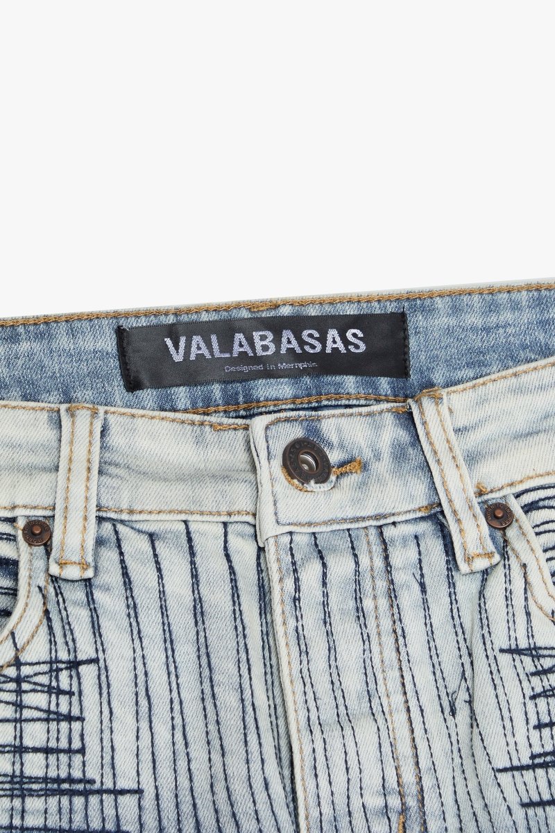 "MR. EMBROIDERY" STACKED FLARE JEAN ARTIC MIDNIGHT - Valabasas