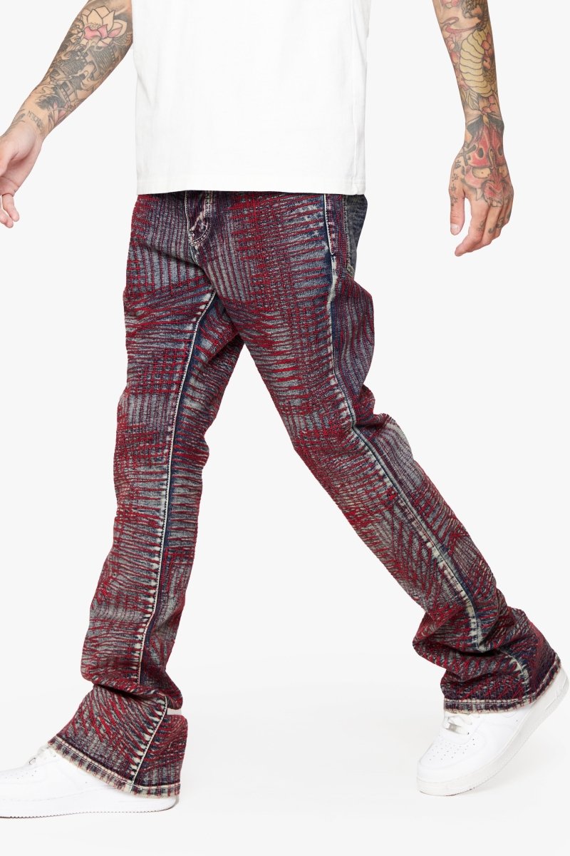 "MR. EMBROIDERY" STACKED FLARE JEAN CORAL HAZE - Valabasas