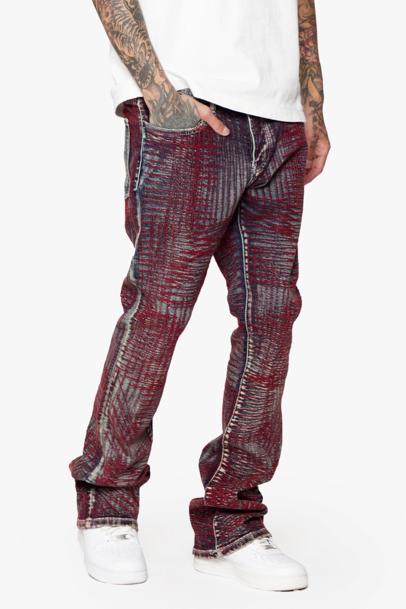 "MR. EMBROIDERY" STACKED FLARE JEAN CORAL HAZE - Valabasas