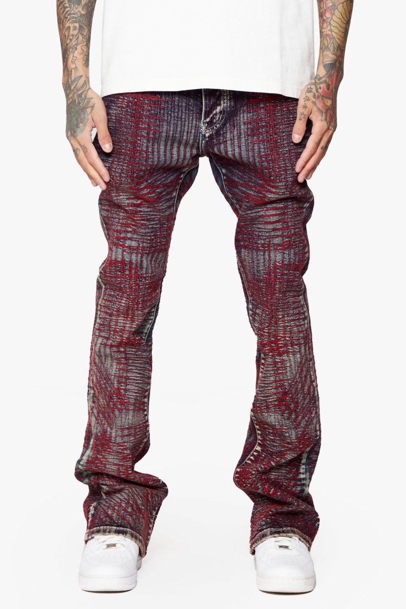 "MR. EMBROIDERY" STACKED FLARE JEAN CORAL HAZE - Valabasas