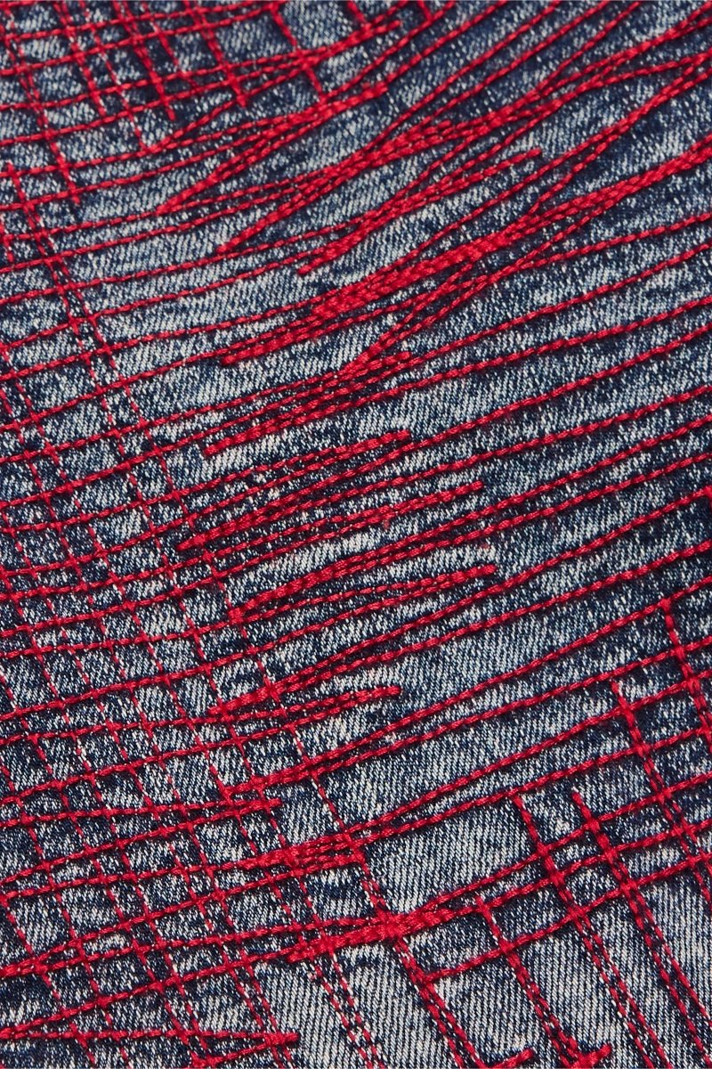 "MR. EMBROIDERY" STACKED FLARE JEAN CORAL HAZE - Valabasas