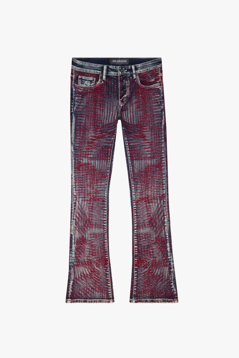 "MR. EMBROIDERY" STACKED FLARE JEAN CORAL HAZE - Valabasas