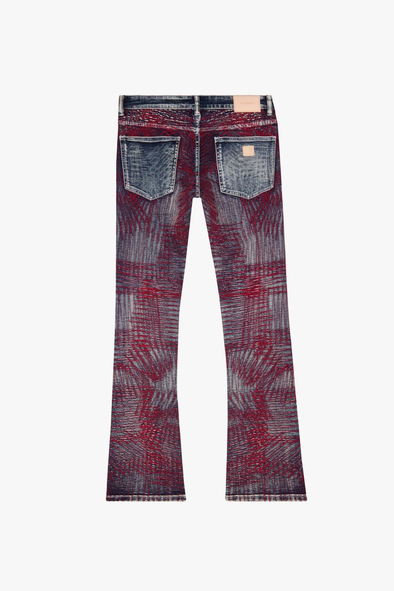 "MR. EMBROIDERY" STACKED FLARE JEAN CORAL HAZE - Valabasas
