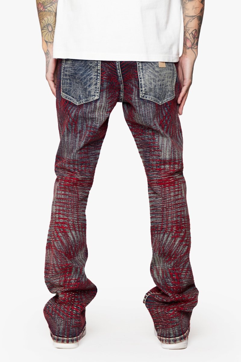 "MR. EMBROIDERY" STACKED FLARE JEAN CORAL HAZE - Valabasas