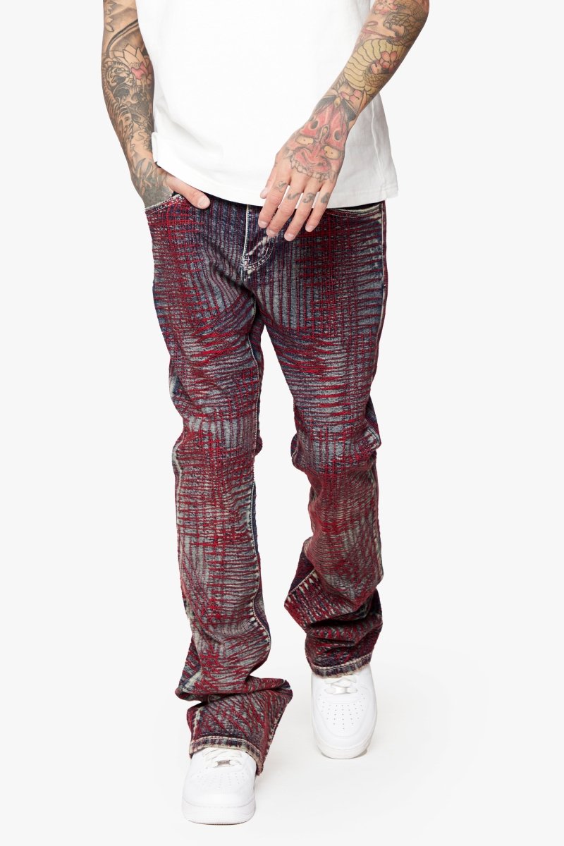 "MR. EMBROIDERY" STACKED FLARE JEAN CORAL HAZE - Valabasas