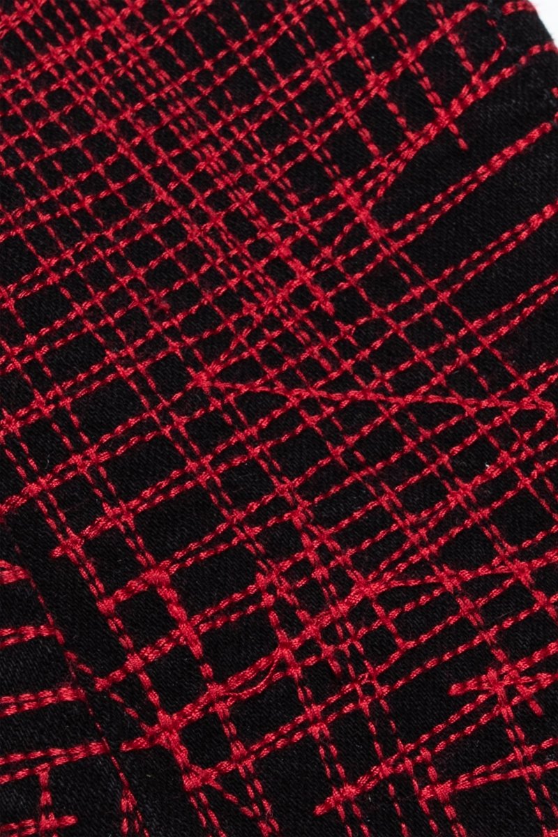 "MR. EMBROIDERY" STACKED FLARE JEAN CRIMSON NOIR - Valabasas