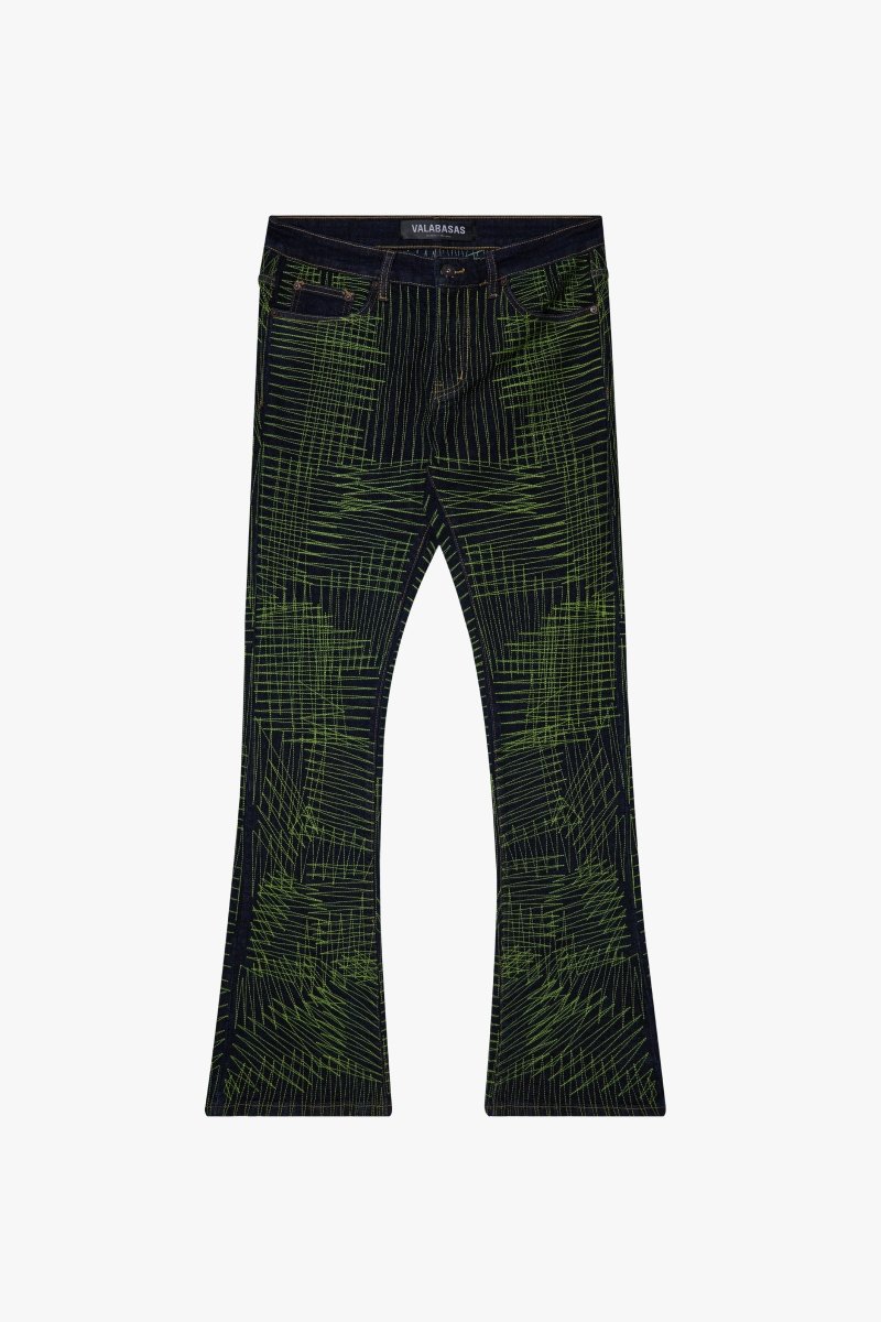 "MR. EMBROIDERY" STACKED FLARE JEAN NEON NIGHTSHADE - Valabasas