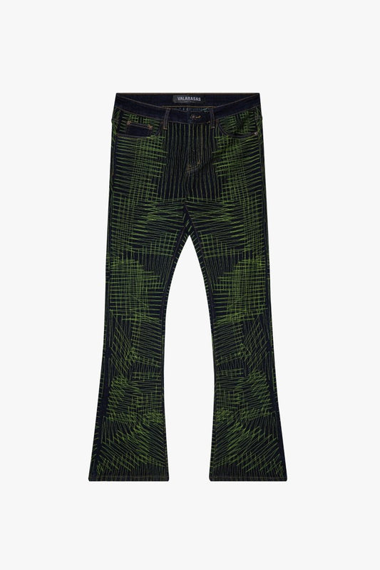 "MR. EMBROIDERY" STACKED FLARE JEAN NEON NIGHTSHADE - Valabasas
