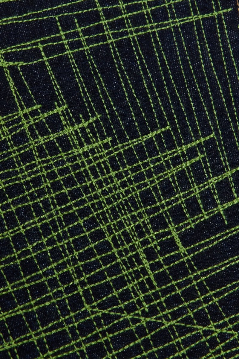 "MR. EMBROIDERY" NEON NIGHTSHADE STACKED FLARE JEAN