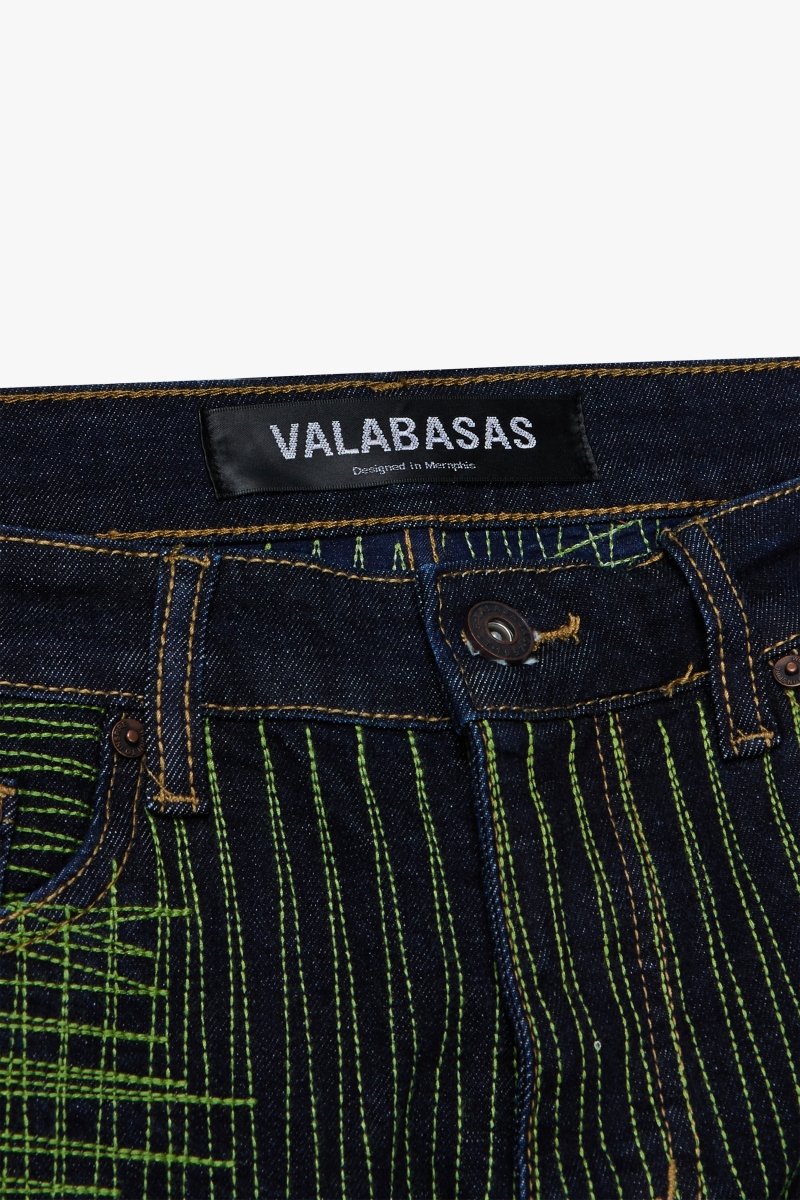 "MR. EMBROIDERY" NEON NIGHTSHADE STACKED FLARE JEAN