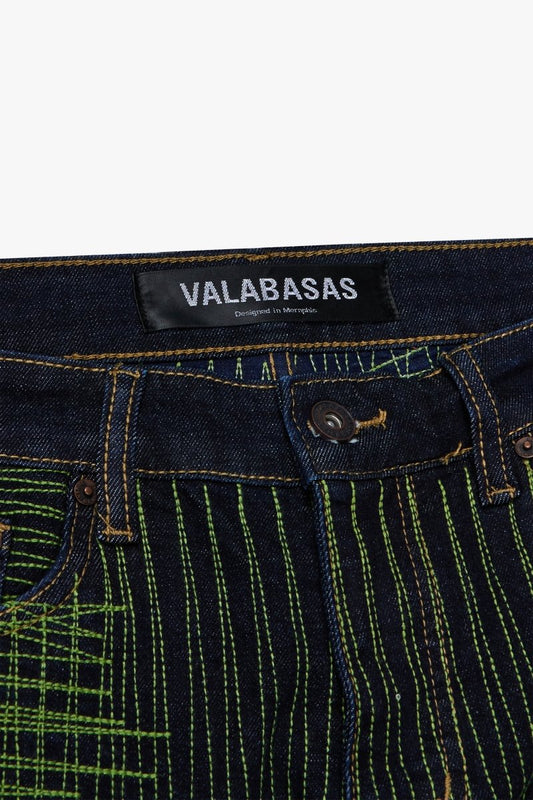 "MR. EMBROIDERY" STACKED FLARE JEAN NEON NIGHTSHADE - Valabasas