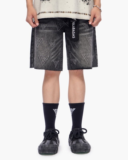 Mr. Engraved Shorts Grey Wash - Valabasas