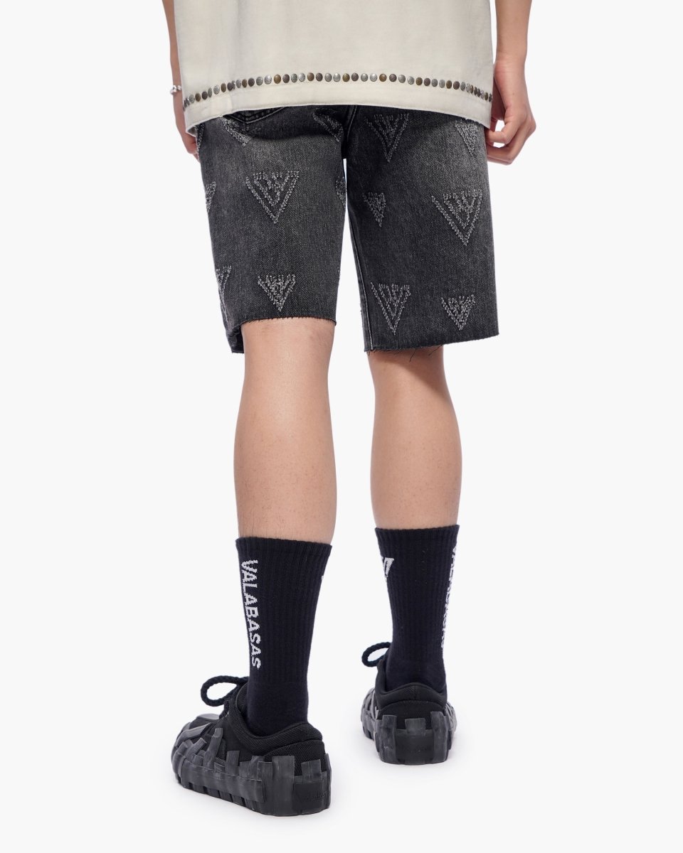 Mr. Engraved Shorts Grey Wash - Valabasas
