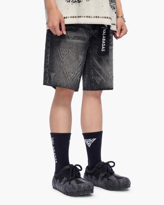 Mr. Engraved Shorts Grey Wash - Valabasas