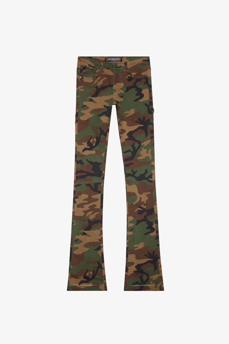 "MR. EXTENDO" STACKED FLARE JEAN FOILAGE GREEN - Valabasas