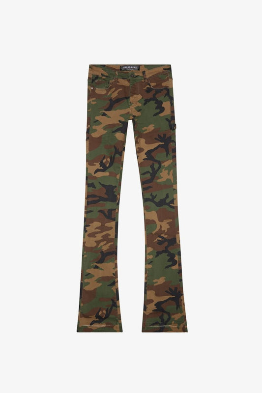 "MR. EXTENDO" STACKED FLARE JEAN FOILAGE GREEN - Valabasas