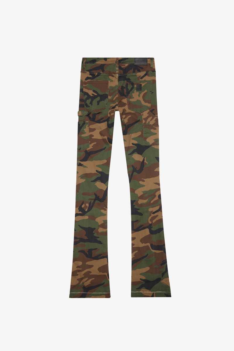 "MR. EXTENDO" STACKED FLARE JEAN FOILAGE GREEN - Valabasas