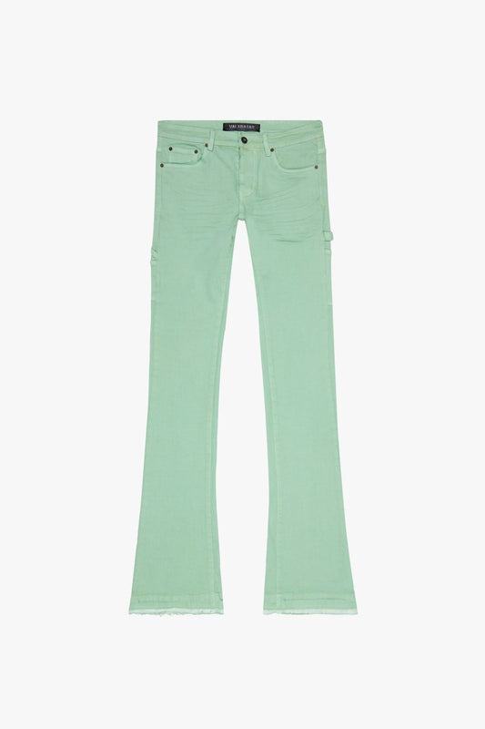 "MR. EXTENDO" STACKED FLARE JEAN GREEN - Valabasas