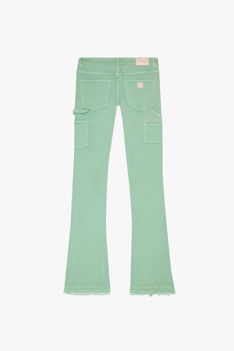 "MR. EXTENDO" STACKED FLARE JEAN GREEN - Valabasas