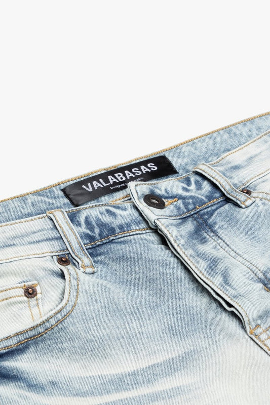 "MR. EXTENDO" STACKED FLARE JEAN LIGHT BLUE WASH - Valabasas