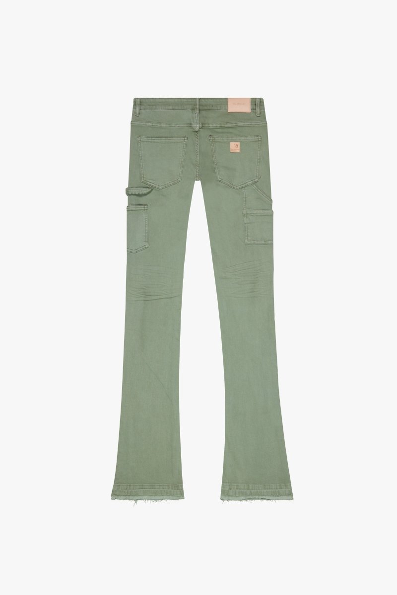 "MR. EXTENDO" LT. GREY STACKED FLARE JEAN