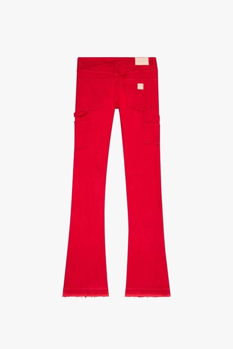 "MR. EXTENDO" STACKED FLARE JEAN RED - Valabasas