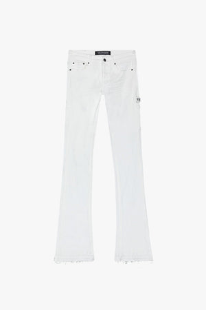 "PHOENIX" WHITE STACKED FLARE JEAN