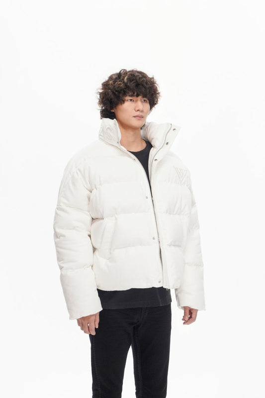 Mr. Puffer Denim Jacket — White - Valabasas