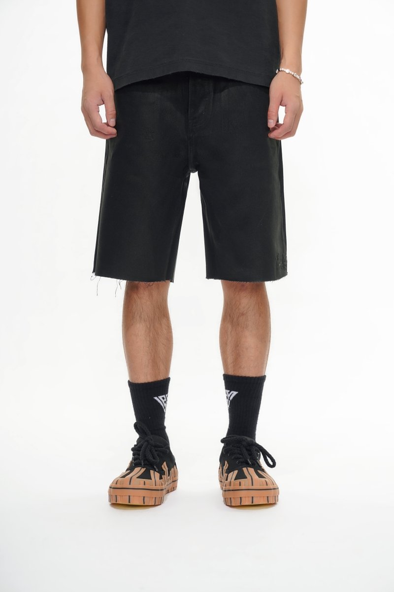 Mr. Shorts Black Wash Waxed Shorts - Valabasas