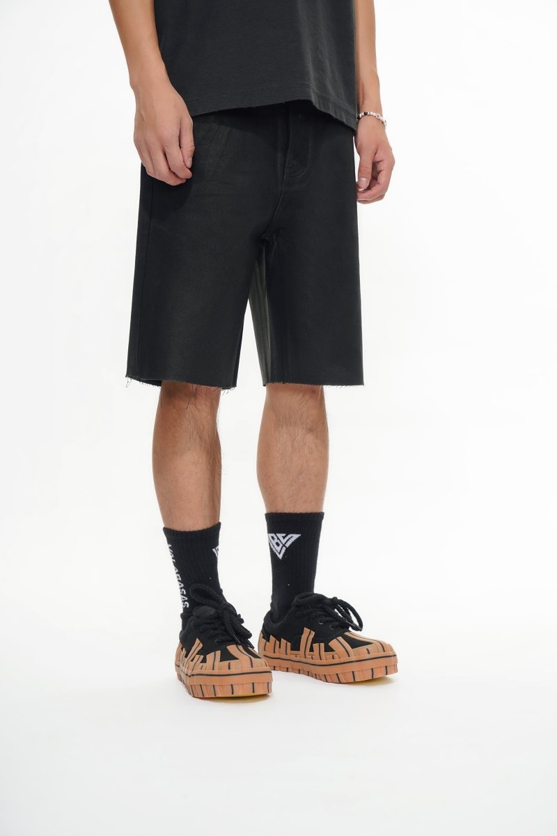 Mr. Shorts Black Wash Waxed Shorts - Valabasas