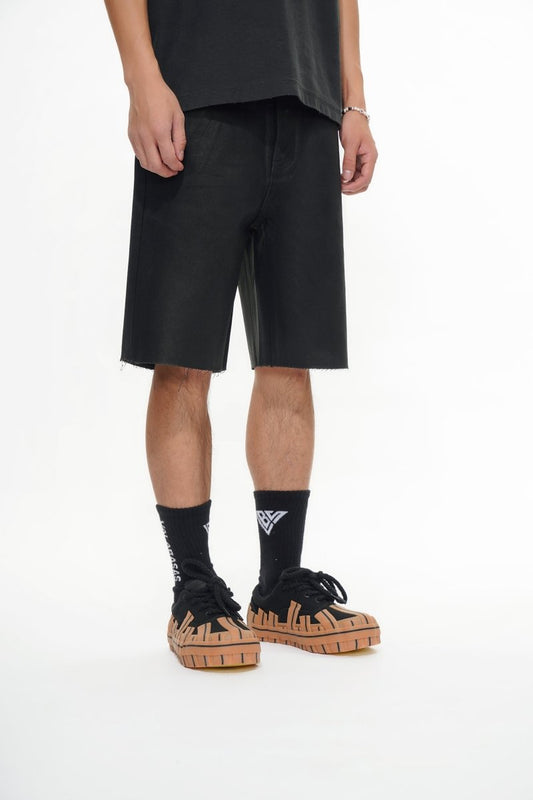 Mr. Shorts Black Wash Waxed Shorts - Valabasas