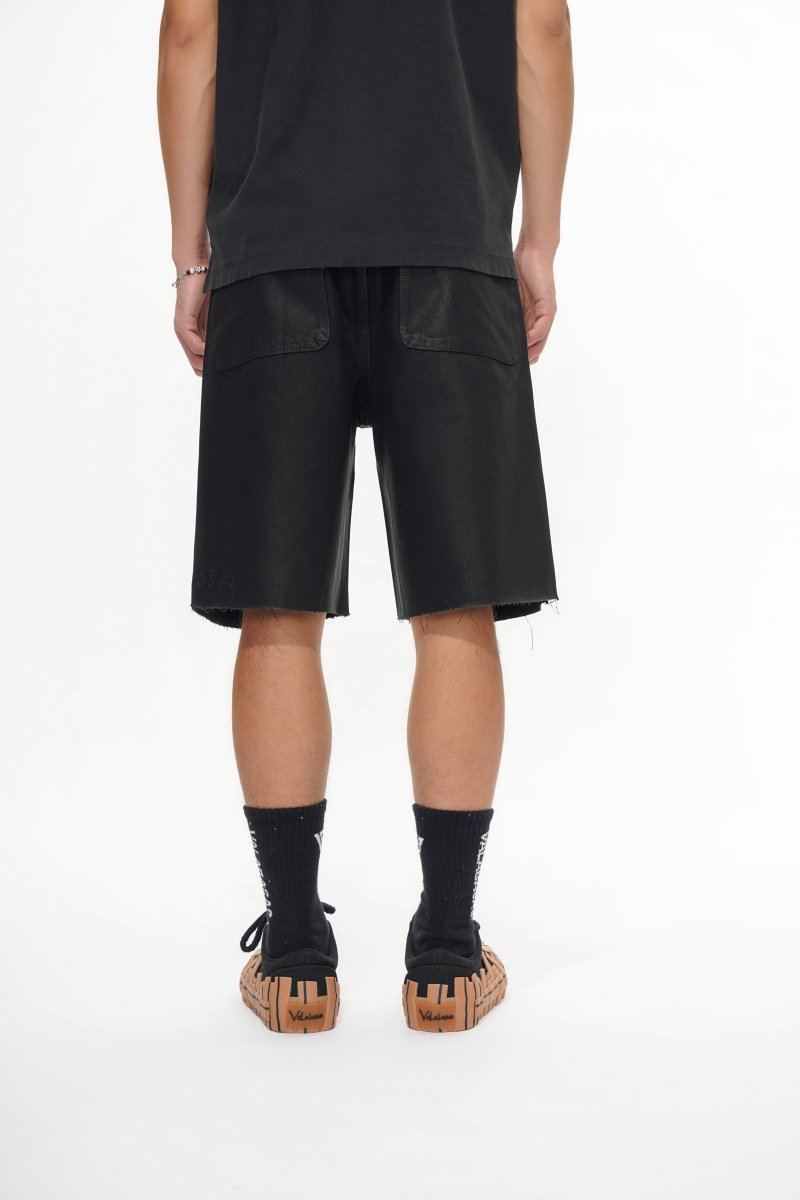 Mr. Shorts Black Wash Waxed Shorts - Valabasas