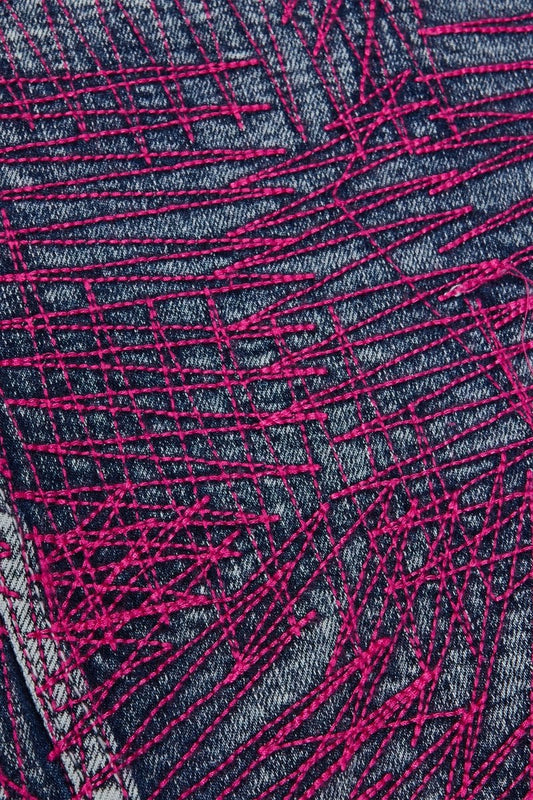 "MR. STITCHED" DENIM JACKET COTTON CANDY BLUE - Valabasas