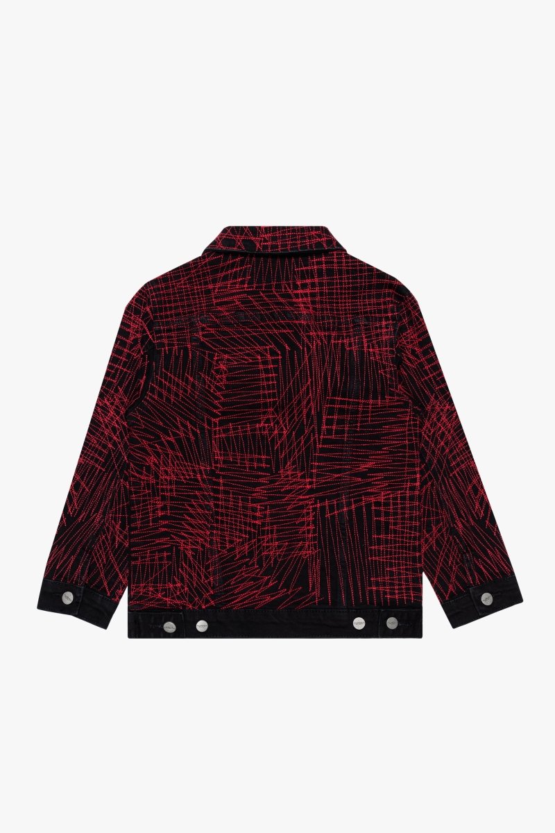 "MR. STITCHED" DENIM JACKET CRIMSON NOIR - Valabasas