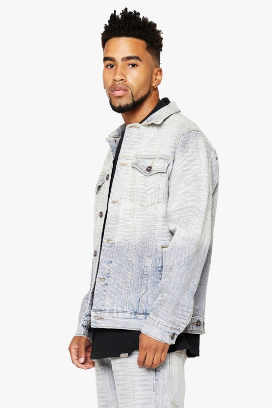 "MR. STITCHED" DENIM JACKET ICY AZURE - Valabasas