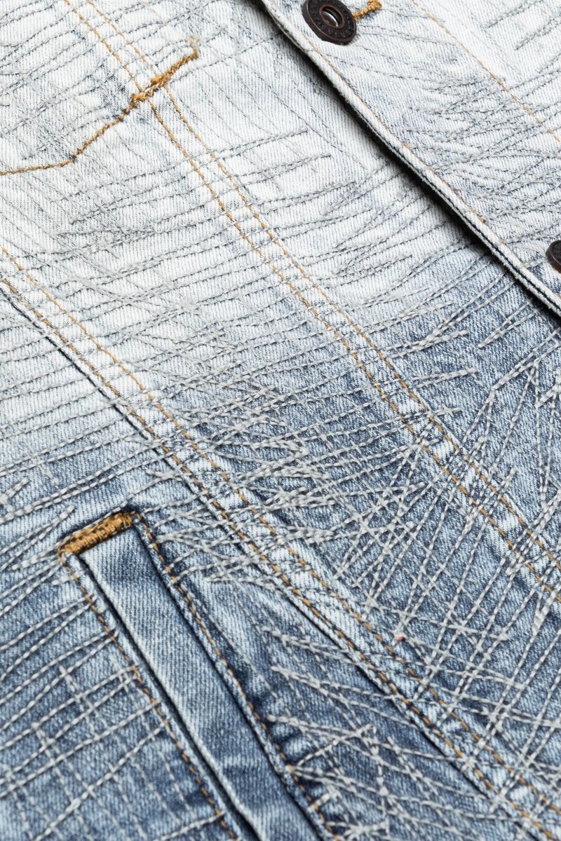 "MR. STITCHED" DENIM JACKET ICY AZURE - Valabasas