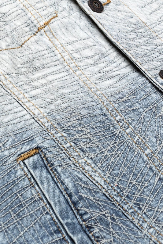 "MR. STITCHED" DENIM JACKET ICY AZURE - Valabasas