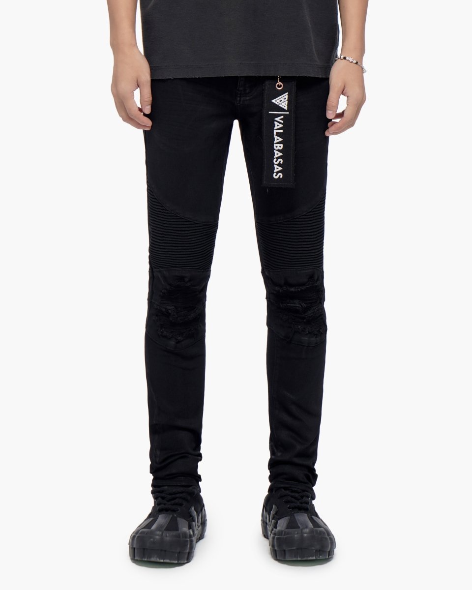 Mr.Biker Black Waxed Skinny Jeans - Valabasas