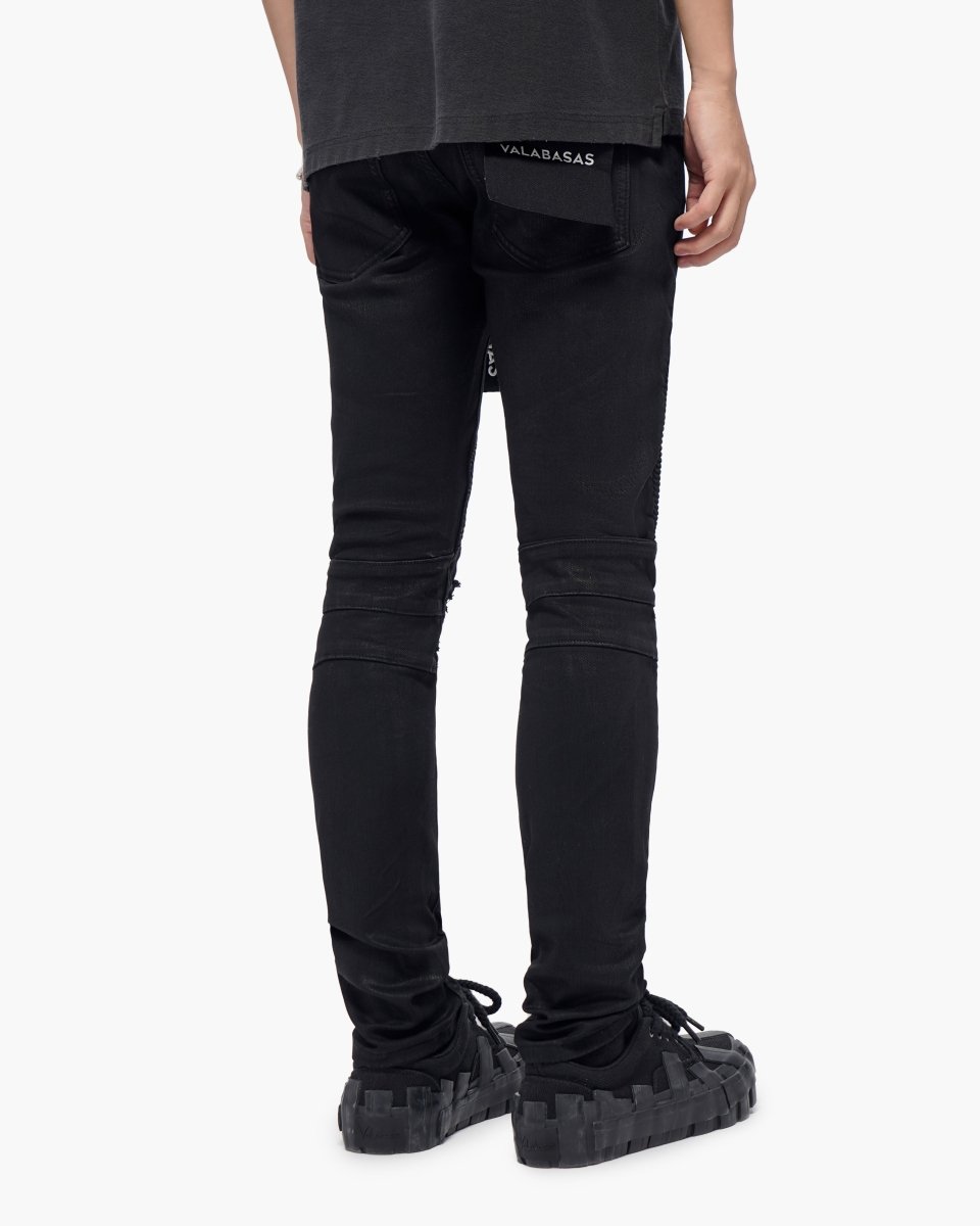 Mr.Biker Black Waxed Skinny Jeans - Valabasas