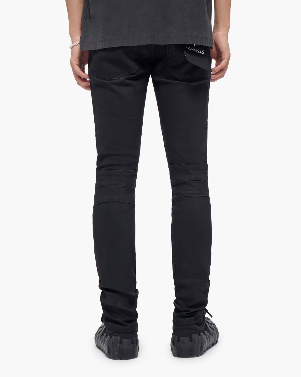 Mr.Biker Black Waxed Skinny Jeans - Valabasas