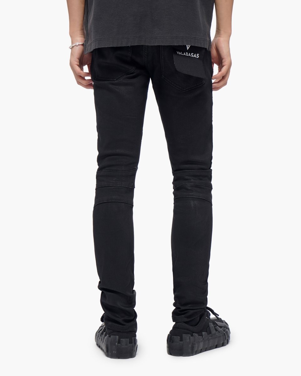 Mr.Biker Black Waxed Skinny Jeans - Valabasas